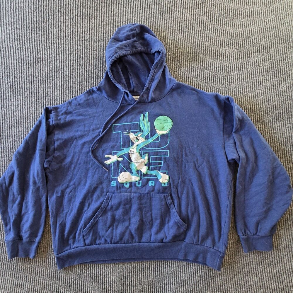 Space Jam Tune Squad Hoodie Size XL Bugs Bunny Sweater Blue Sweatshirt
